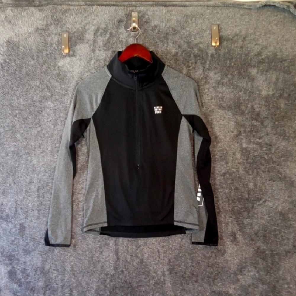 PINK Victoria's Secret Black Zip-Up Hoodie Long Sleeve Gym Workout Size Small